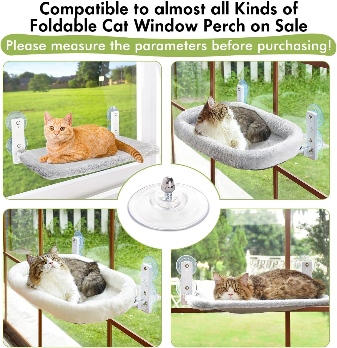 AMOSIJOY 4 Pack Cat Window Perch Strong Replacement Suction Cups with Screw