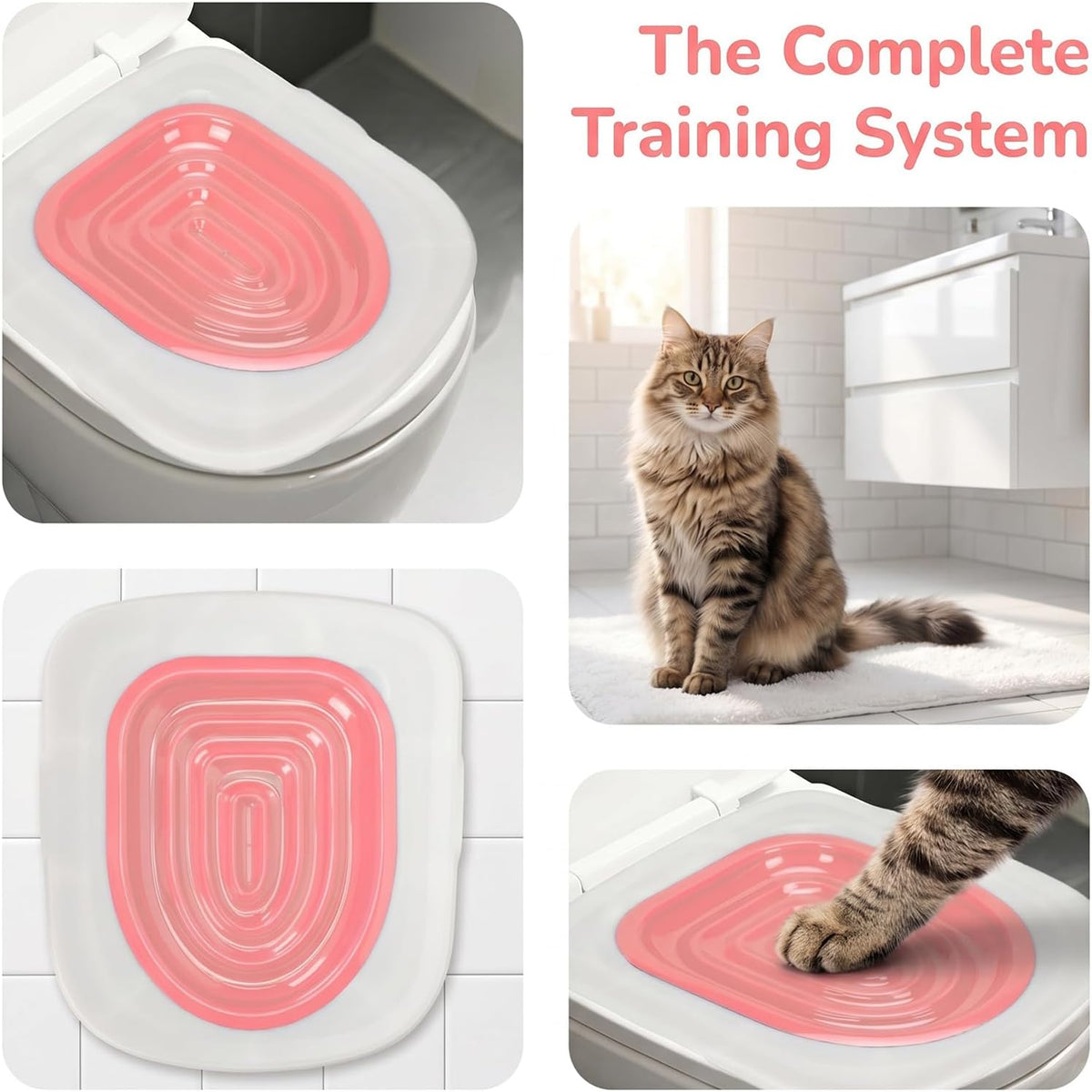 Cat Toilet Trainer Kit, Universal Cat Toilet Training Systems, Pink