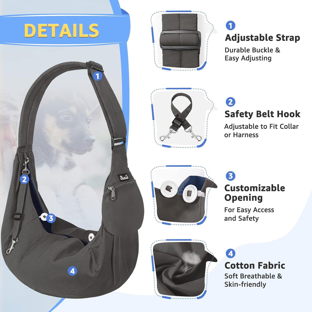 SlowTon Dog Carrier Sling for Small Dogs 2-16 lbs, Thick Padded, Adjustable