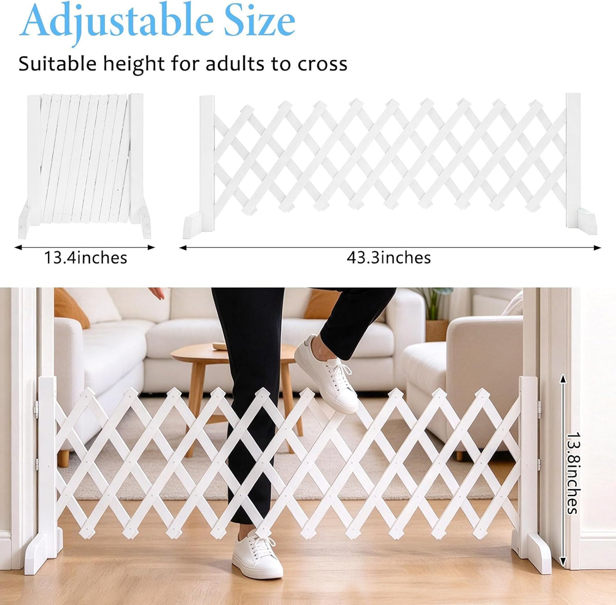 12.6"-39.4" W Retractable Short Dog Gate for Small Dogs, Puppy Fence Wide Expandable Adjustable Dog Fence for Doorways H