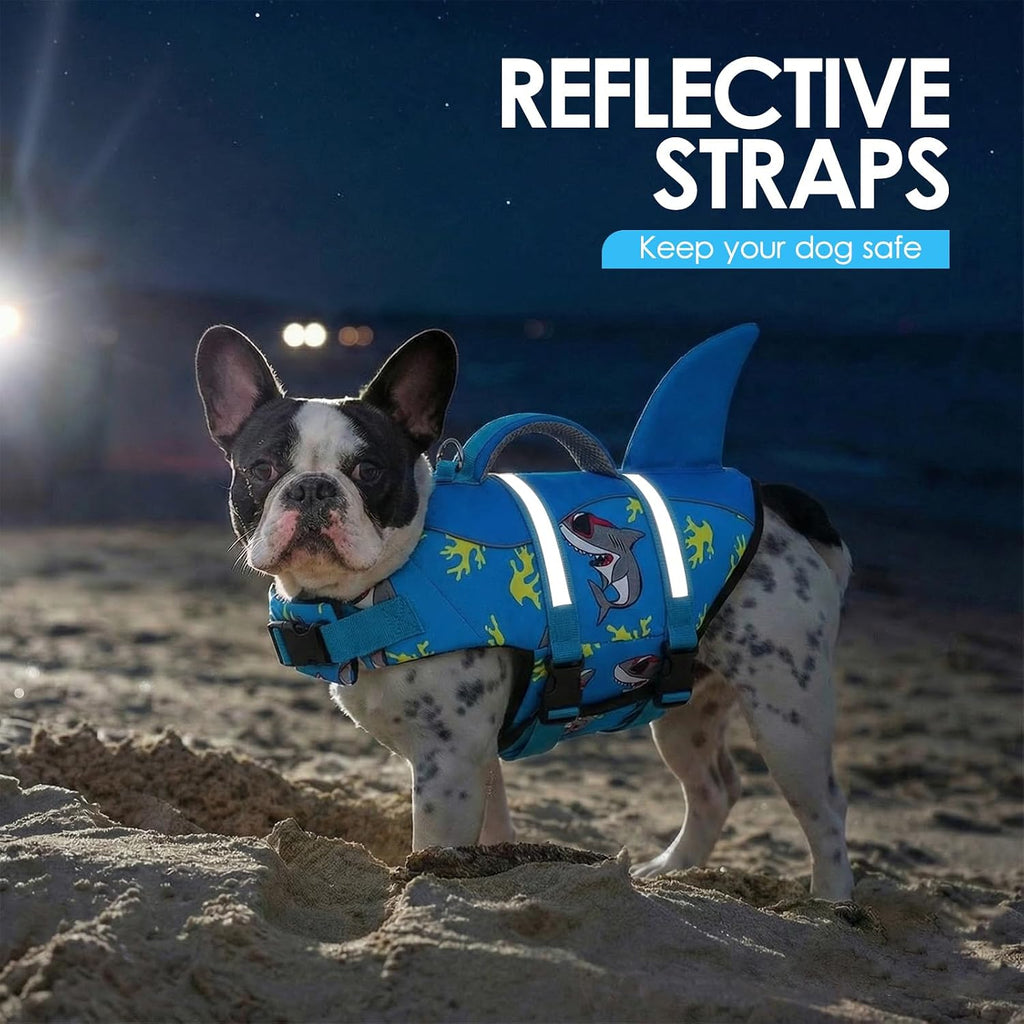 Dog Life Jacket Shark Dog Life Vest for Swimming Boating, M
