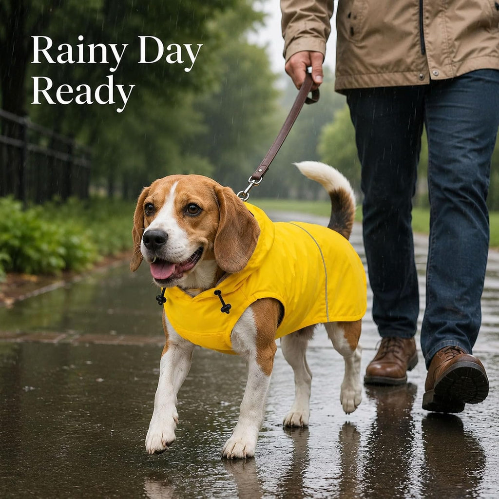 Morezi Dog Raincoat, Waterproof Dog Rain Jacket with Hood & Reflective Rim