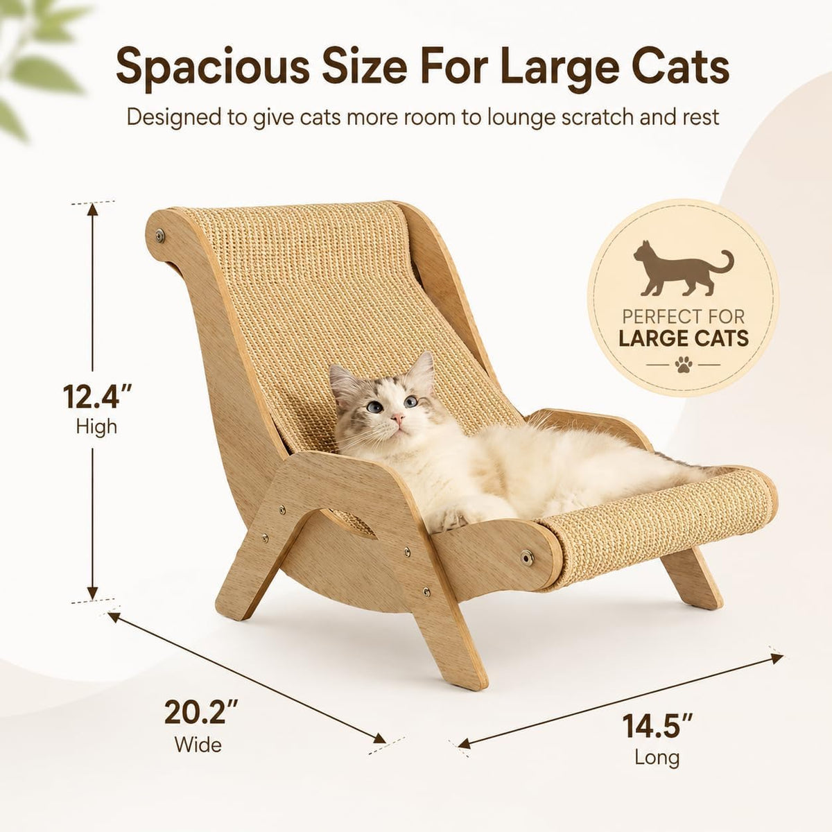 Cat Scratch Lounger Chair, 2-in-1 Sisal Scratcher Board Bed, Standard