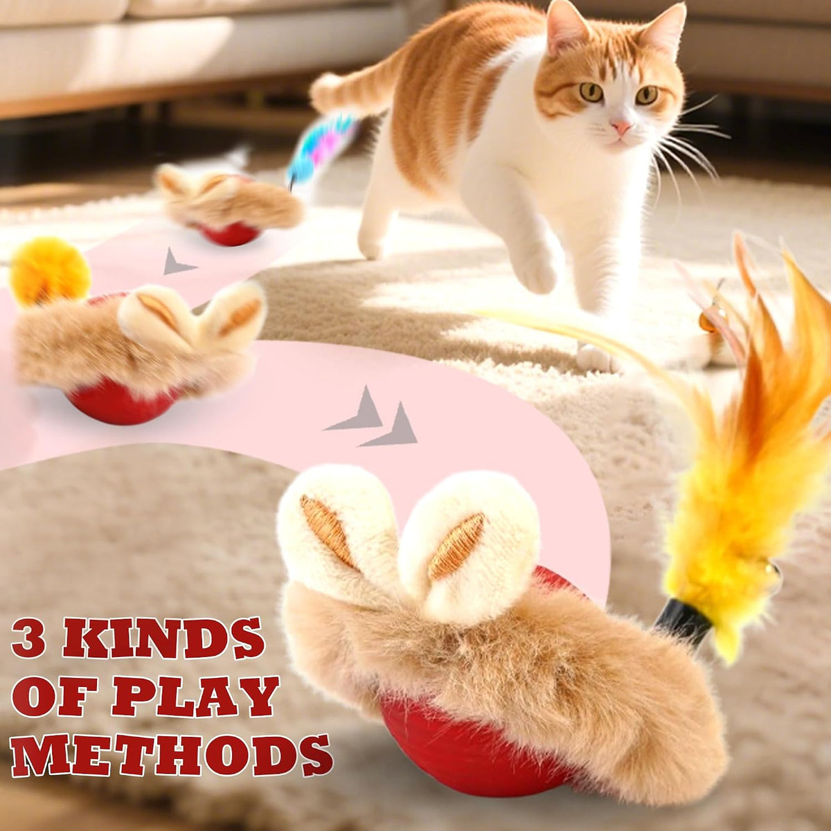 Interactive Cat Toy Ball, Self-Rolling Electric, USB Rechargeable