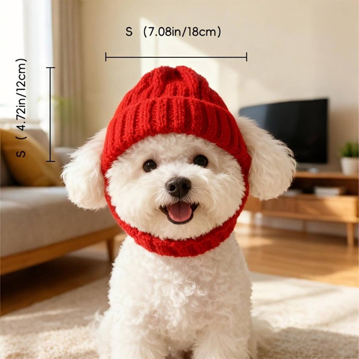 Dog Beanie Hat with Ear Holes, Dog Winter Hats for Small Dogs, Cozy Soft Knitted Hat Pet Cap for Halloween Christmas Cos