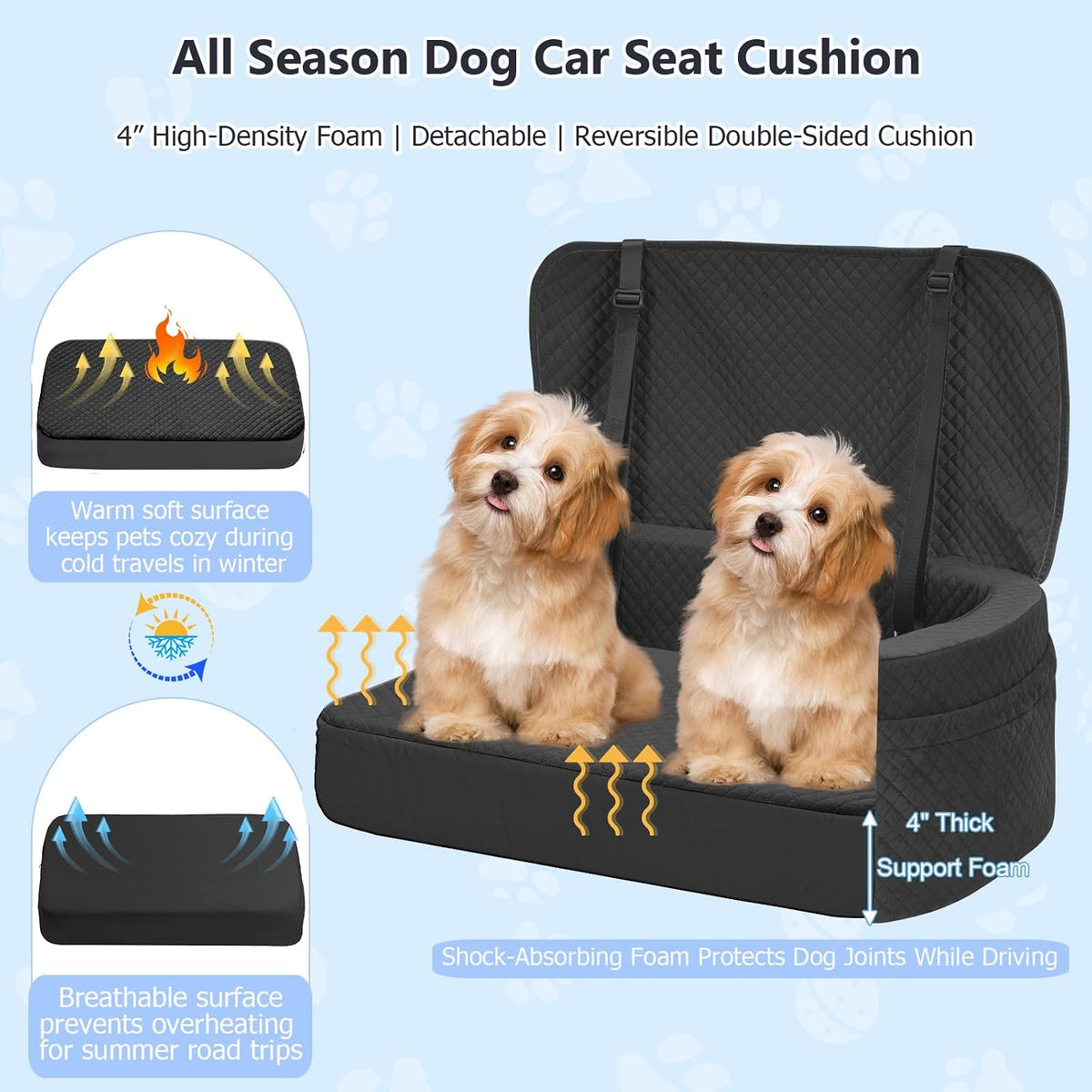 BLVRYVIO Large Dog Car Seat for Medium Sized Dogs Under 55lbs or 2 Smalls