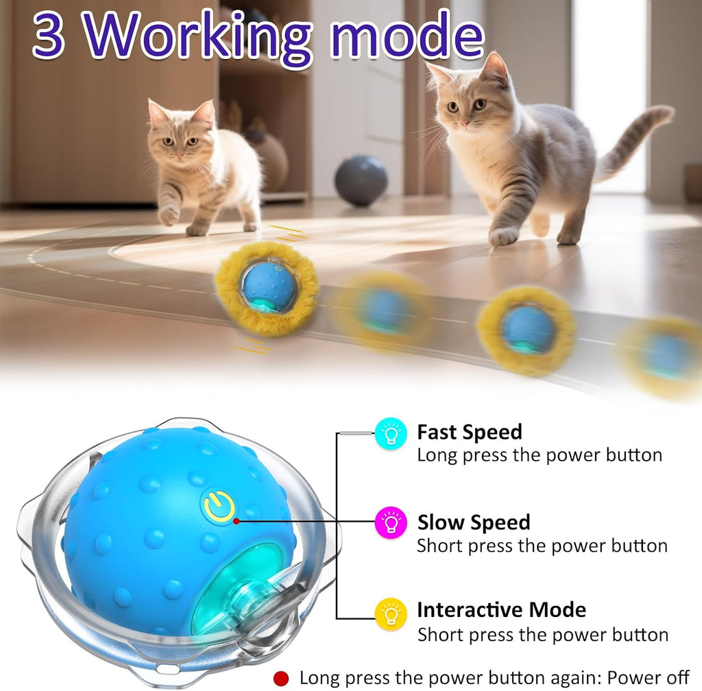 Giociv Interactive Cat Toys Ball Fast Rolling in Pouch, Motion Activate Chirping Cat Toy Hide and Seek Mouse Catching Ga