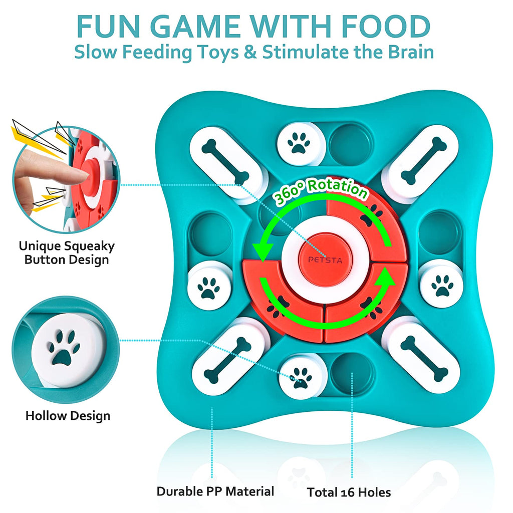 PETSTA Dog Puzzle Toys, Treat Dispensing Dog Enrichment Toys for IQ Training and Brain Stimulation, Interactive Mentally Stimulating Toys as Gifts for Puppies, Cats, Dogs