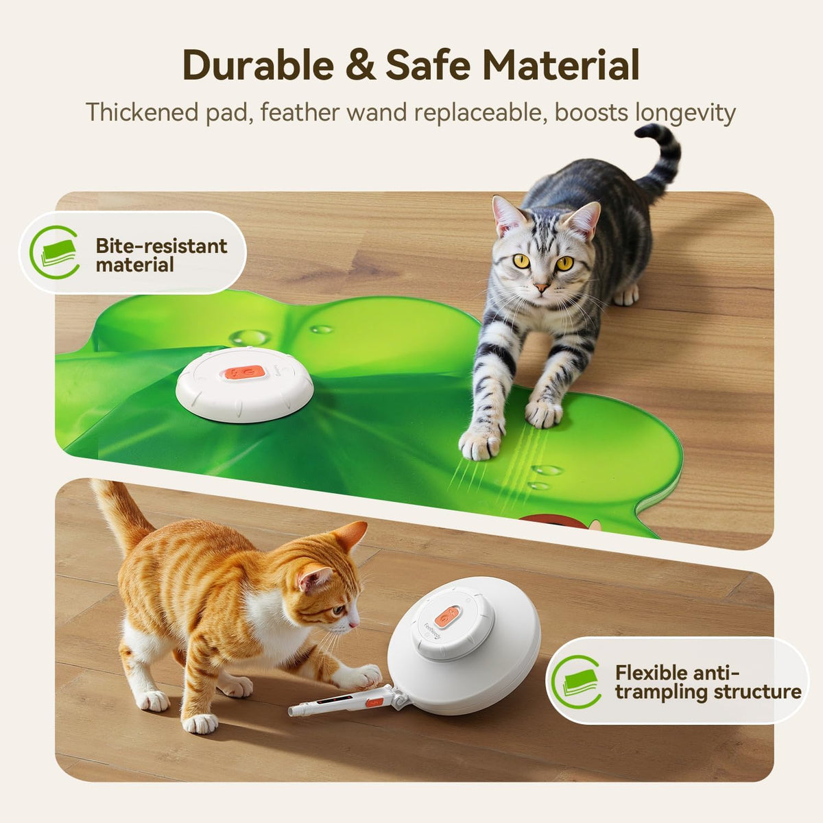 FEELNEEDY Rechargeable Cat Toys, 2 in 1 Hide and Seek Game Interactive Cat Toy, Movable LED Red Dot, Moving Concealed Fe
