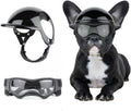 Dog Helmet and Goggles for Small Dogs - Pet Goggles Pet Motorcycle Helmet Hat with Ear Holes Adjustable Straps Safety He