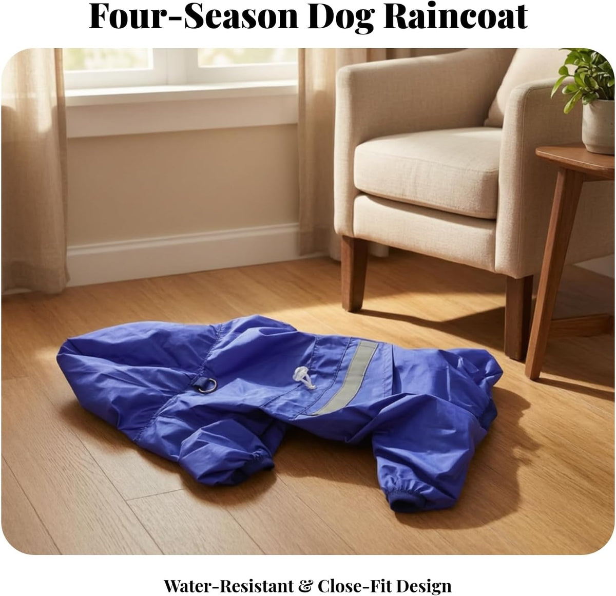 Four-Legged Dog Raincoat Reflective Hooded Dog Raincoat Water-Resistant Pet Clothing for Wet Weather Outings, 5XL