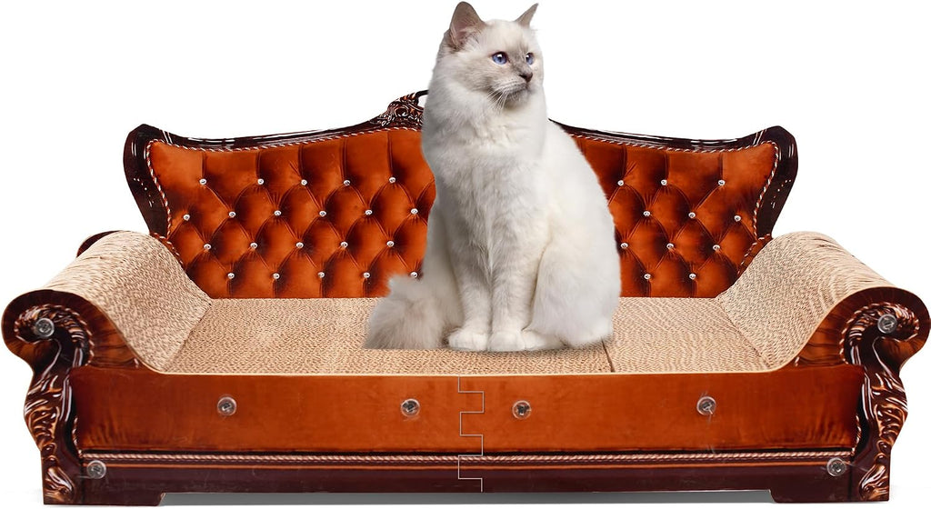 Sofa Shaped Cat Scratching Couch, Christmas Theme Thick Scratching Cardboard, Lounge Bed for Indoor Cat Rest&Play,Cat So