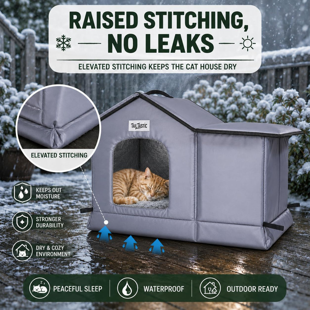 Tailtastic Weatherproof Outdoor Cat House Seamless Leakproof Bottom