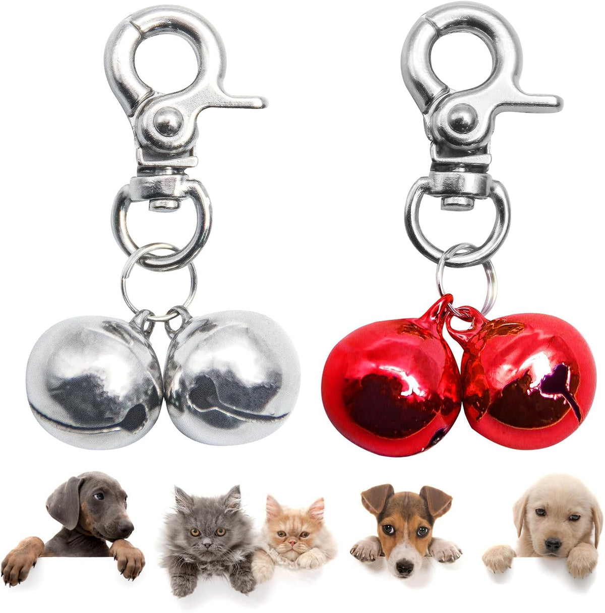Bells for Dog Collars - 2 Pack Pet Hanging Ring Bell Accessories for Dog & Cat, Pet Pendant Collar Charm with Heavy Duty