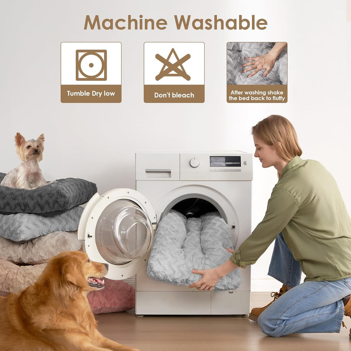 EHEYCIGA Washable XL Dog Beds Large Sized Dog, 41x27 Inch Pet Bed, Grey