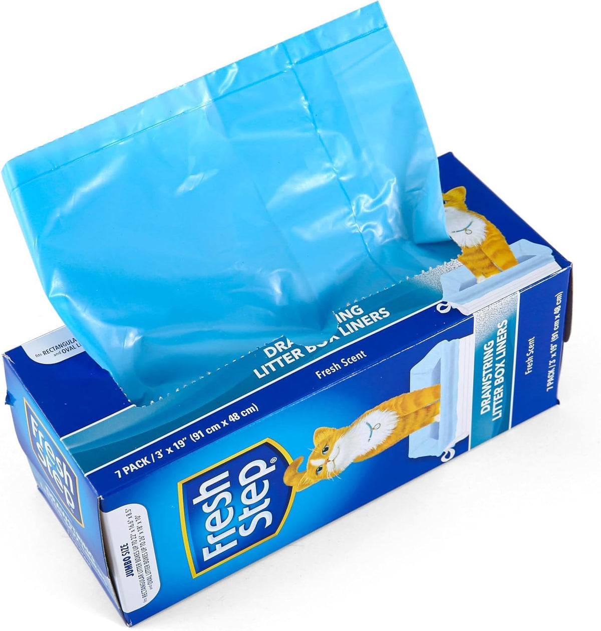 Fresh Step Drawstring Cat Litter Liners, Scented, 3 ft x 19 in, 7 Ct, 2-Pk