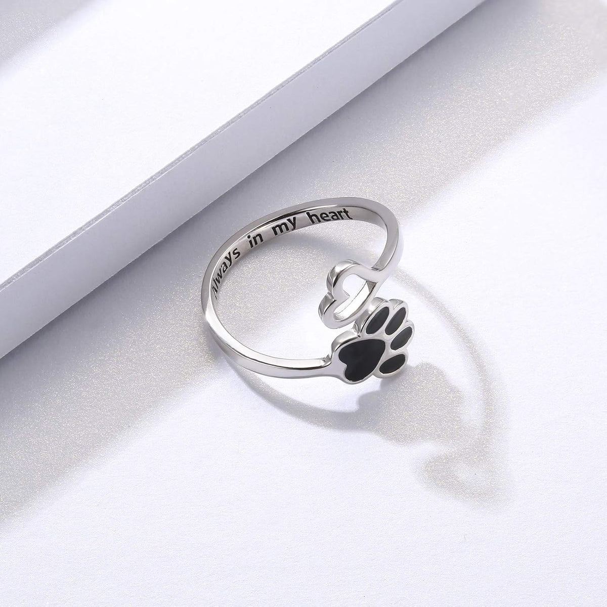 Sariel Puppy Paw Print Ring Heart 925 Sterling Silver