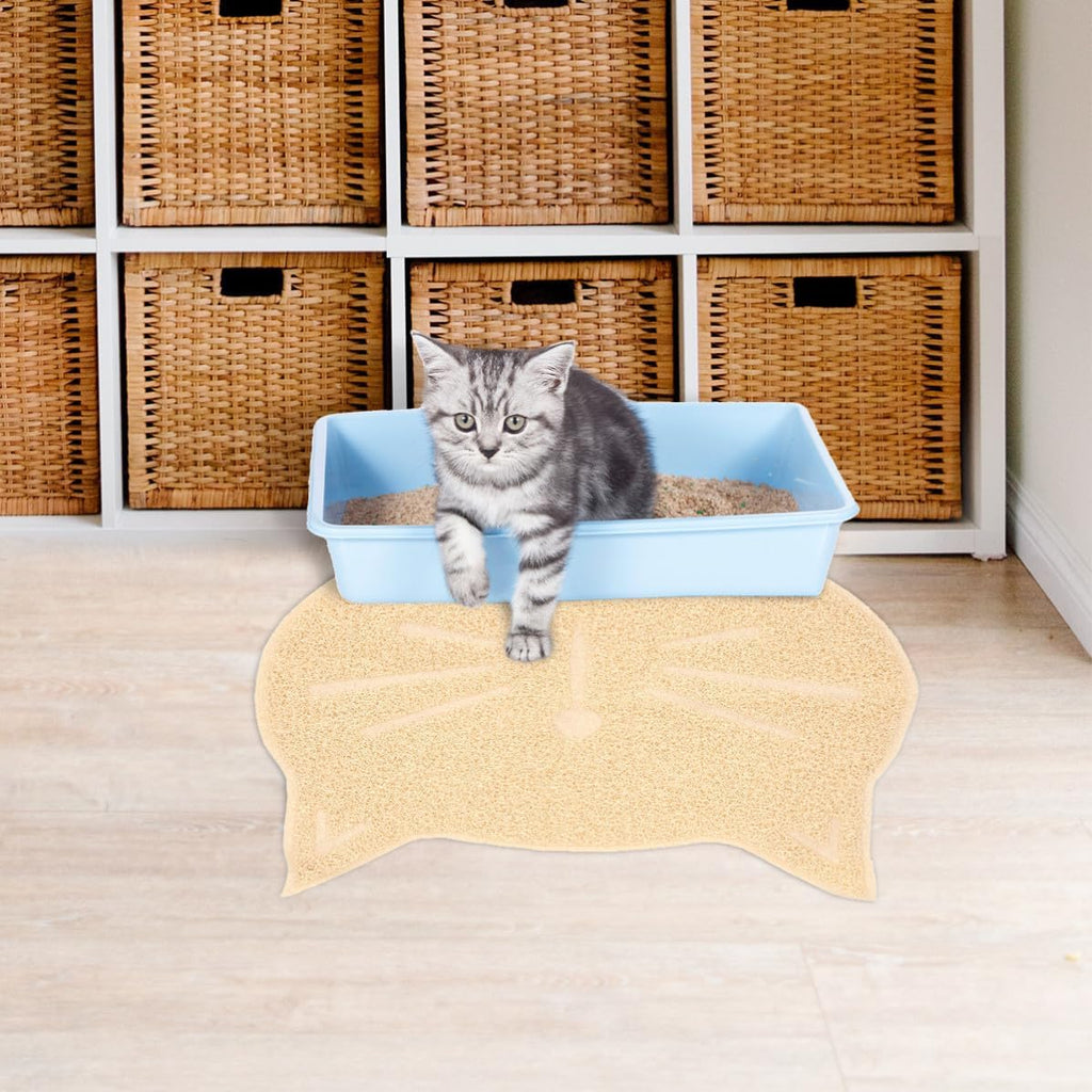 PVC Pad for Cats Cat Face Shaped Litter Mat, Non-Slip