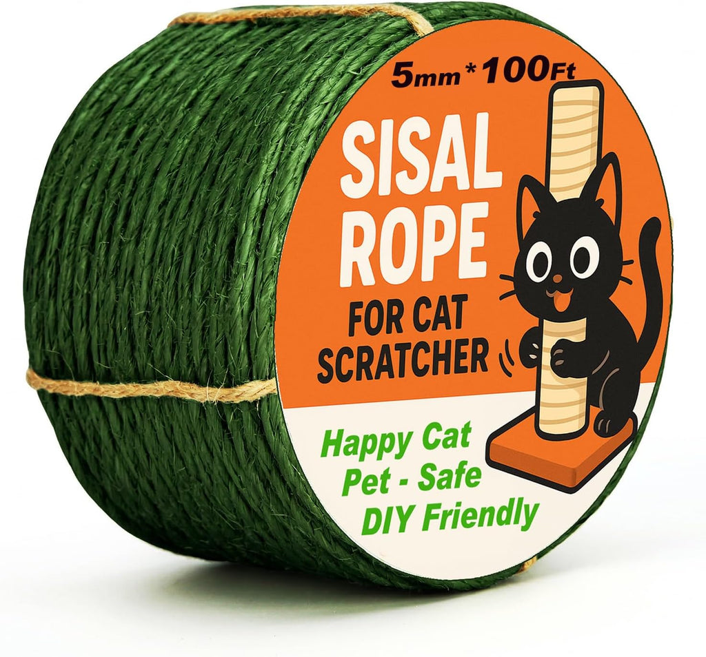 White Sisal Rope for Cat Tree and Scratching Post 5mm 1/5 Inch, 100 Feet