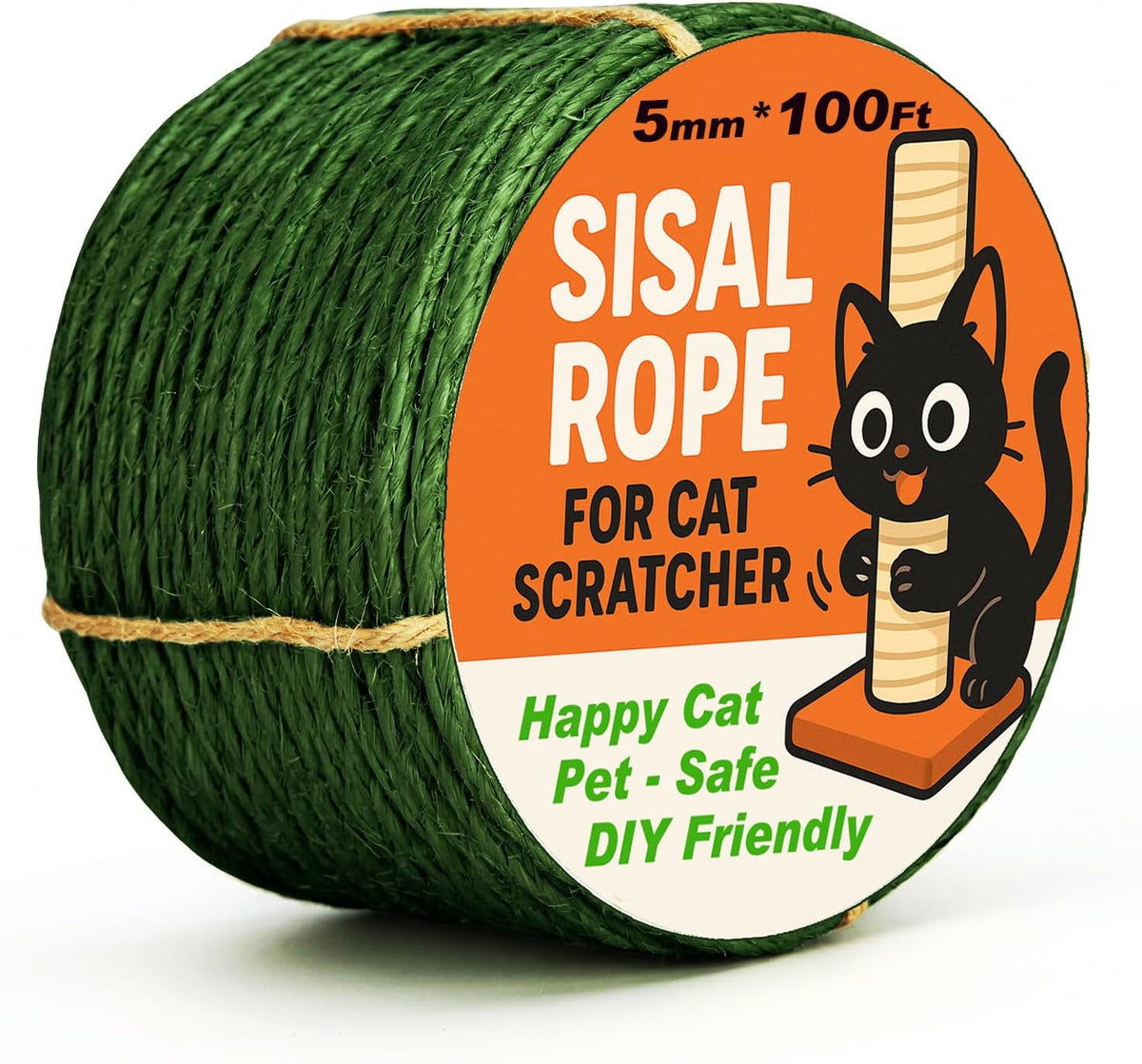 White Sisal Rope for Cat Tree and Scratching Post 5mm 1/5 Inch, 100 Feet