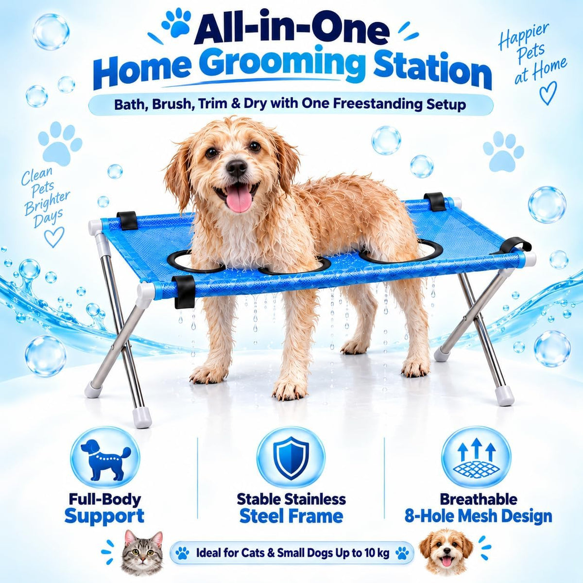 Dog Grooming Hammock with Foldable Stand for Bathing and Showering Pets