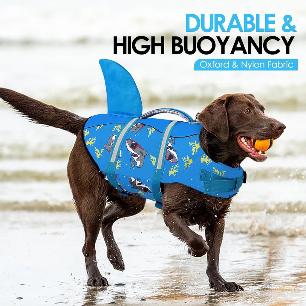 Dog Life Jacket Shark Dog Life Vest for Swimming Boating, M