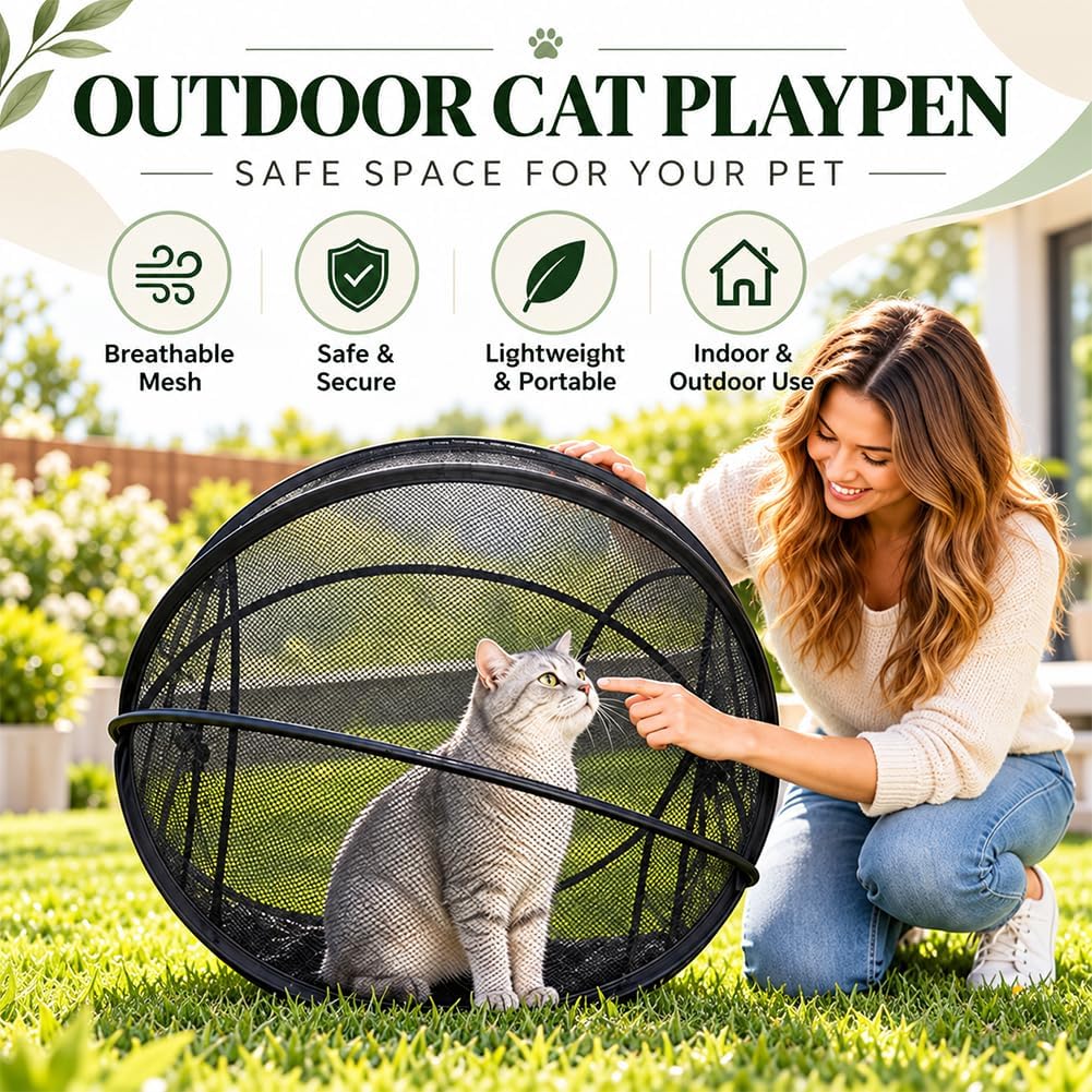 2027 New Rolly Cat Ball, 360° Rotating Outdoor Cat Enclosure，1PC