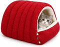 Cat Houses Bed for Indoor Cats, Cat Bed Cave Cat House (Red, S)