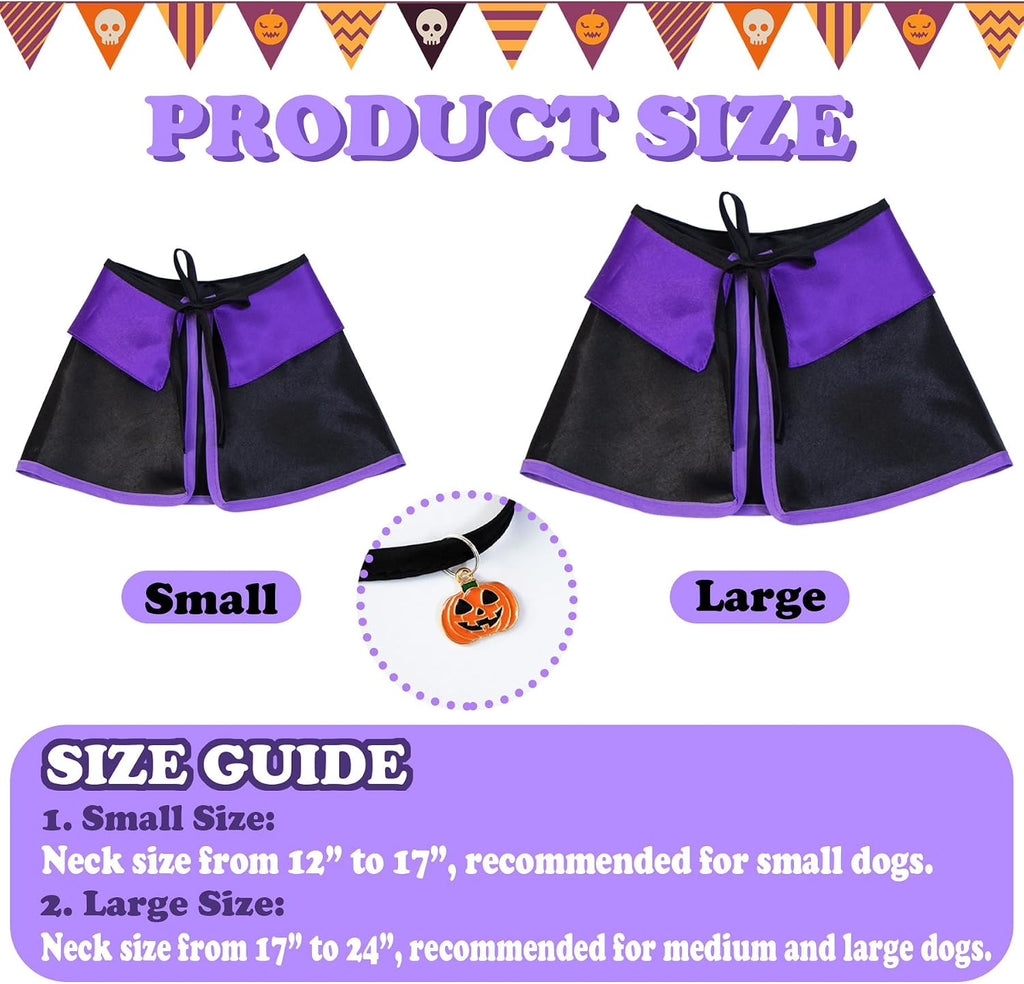GOYOSWA Dog Halloween Costumes, Dog Witch Costume Halloween Dog Witch Cloak Cape Wizard Hat Halloween Costumes for Small