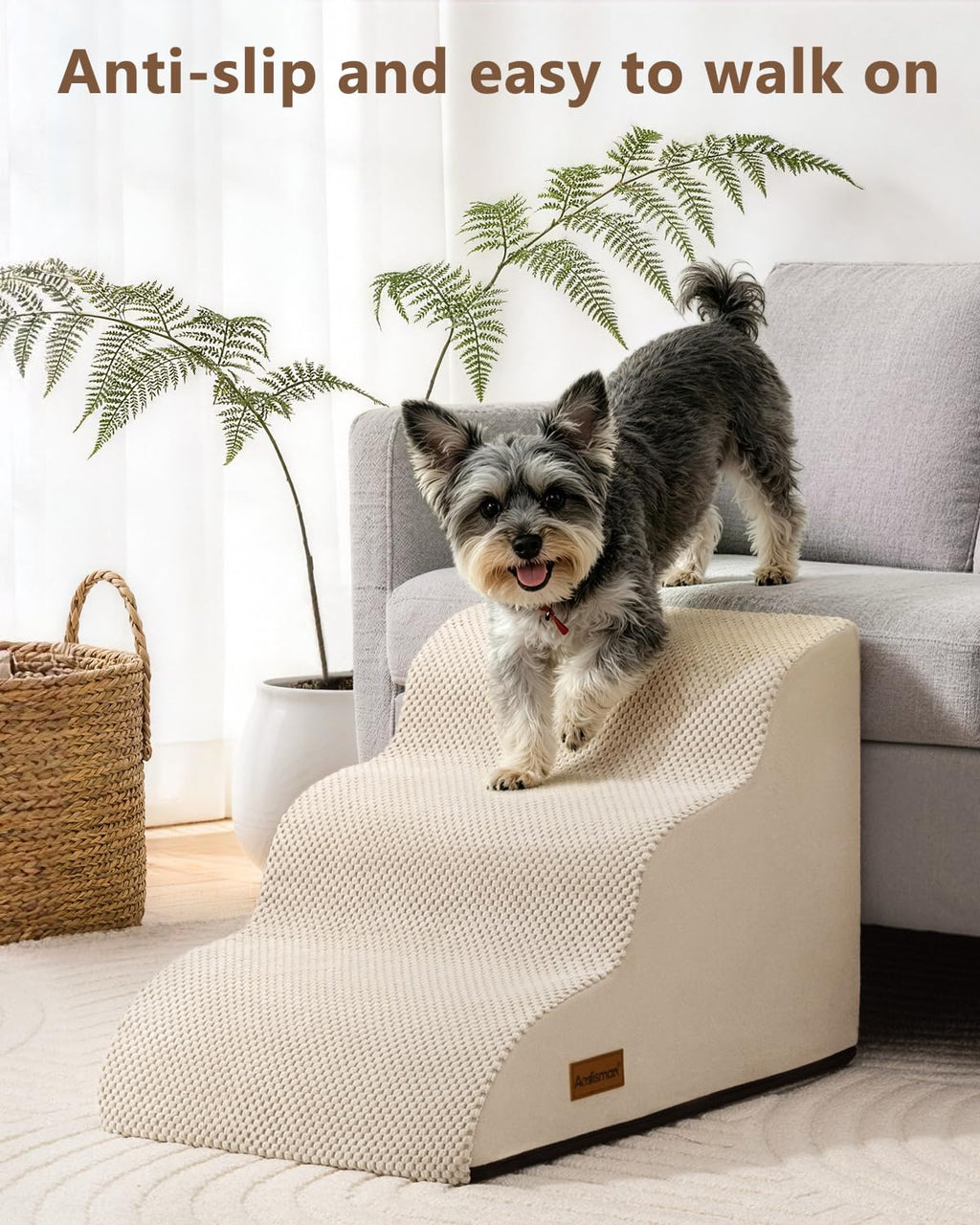 Aodisman Dog Stairs for Small Dogs,3 Step Dog Ramp for Couch,Non-Slip Steps
