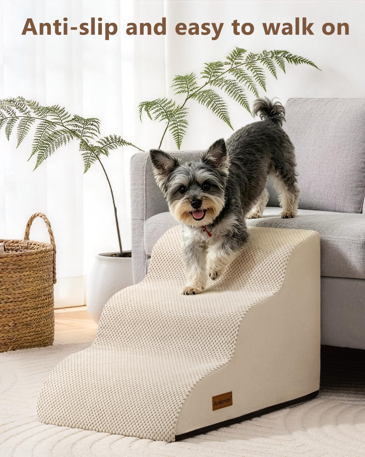 Aodisman Dog Stairs for Small Dogs,3 Step Dog Ramp for Couch,Non-Slip Steps