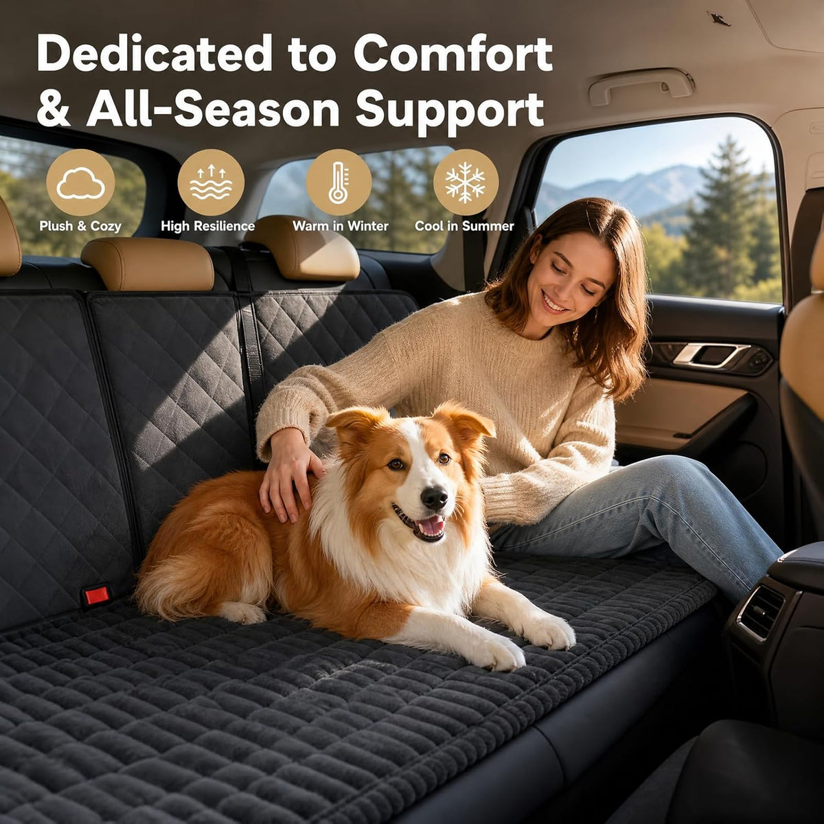 54"x25" Soft Dog Seat Cover Backseat Bed Mat Non-Slip Waterproof (Grey)