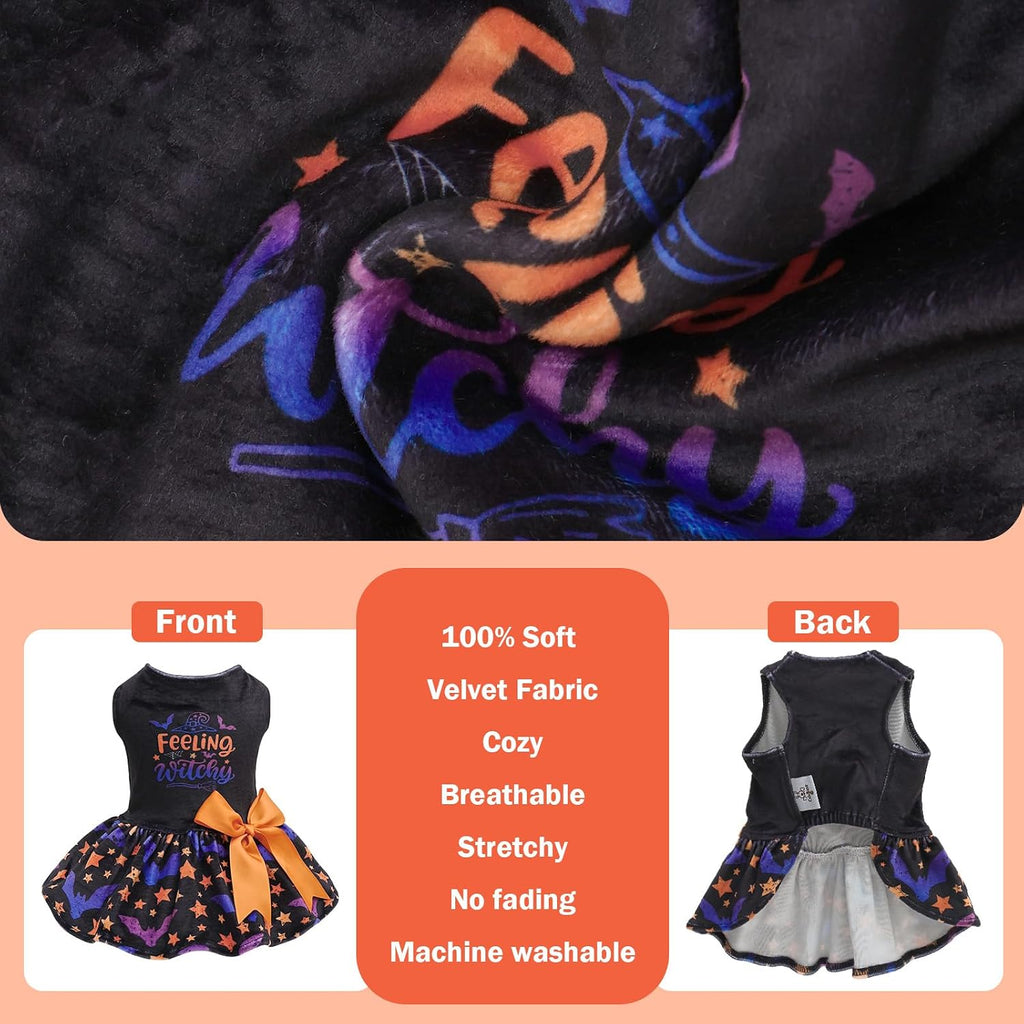 CuteBone Velvet Dog Dresses Halloween for Small Dogs, Stylish & Soft Fabric, Comfortable Fit for Everyday Wear, Perfect 