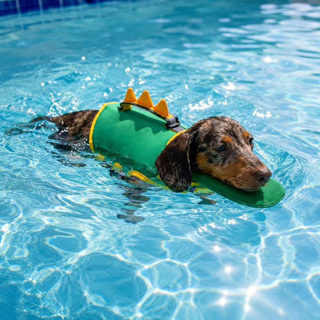 Dog Life Jacket with Chin Float Dinosaur Life Vest for Dogs