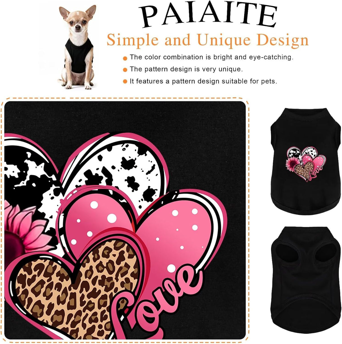 Discover Cozy Cotton Canine Wear: Soft, Lightweight, and Breathable Dog Shirt Vest with Eye-Catching Graphics (Hearts an