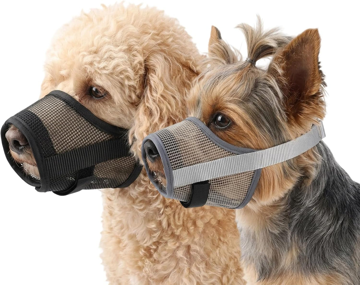 2PCS Adjustable Dog Muzzle Breathable Mesh Anti Bite, Comfortable Anti-Bite Dog Muzzle Designed for Safe Walking, Comfor
