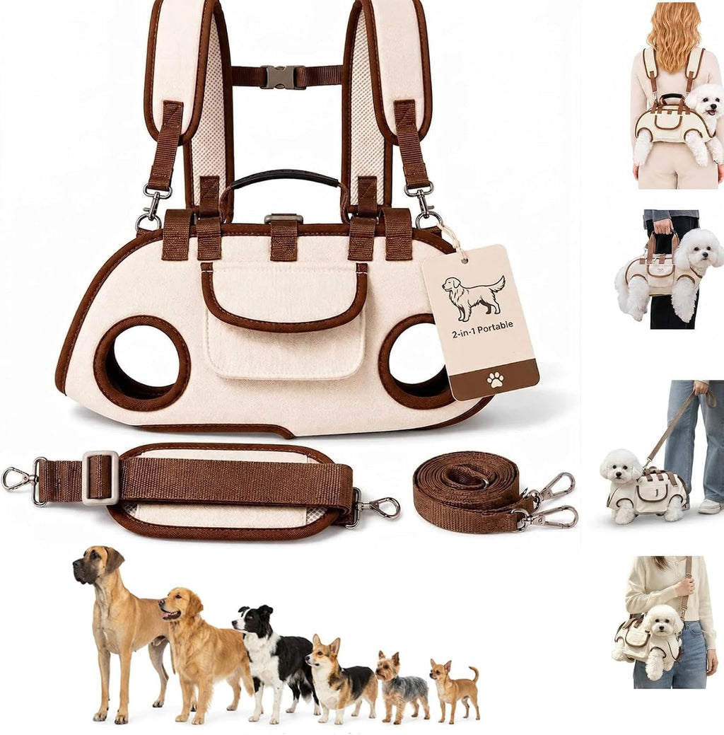 2-in-1 Portable Breathable Pet Carrier for Small Dogs and Cats，A-Single-M