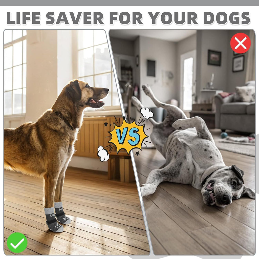 Dog Socks Shoes for Hot Pavement to Prevent Licking Paws, Winter Dog Boots&Paw Protector for Hardwood Floors Anti Slip,T
