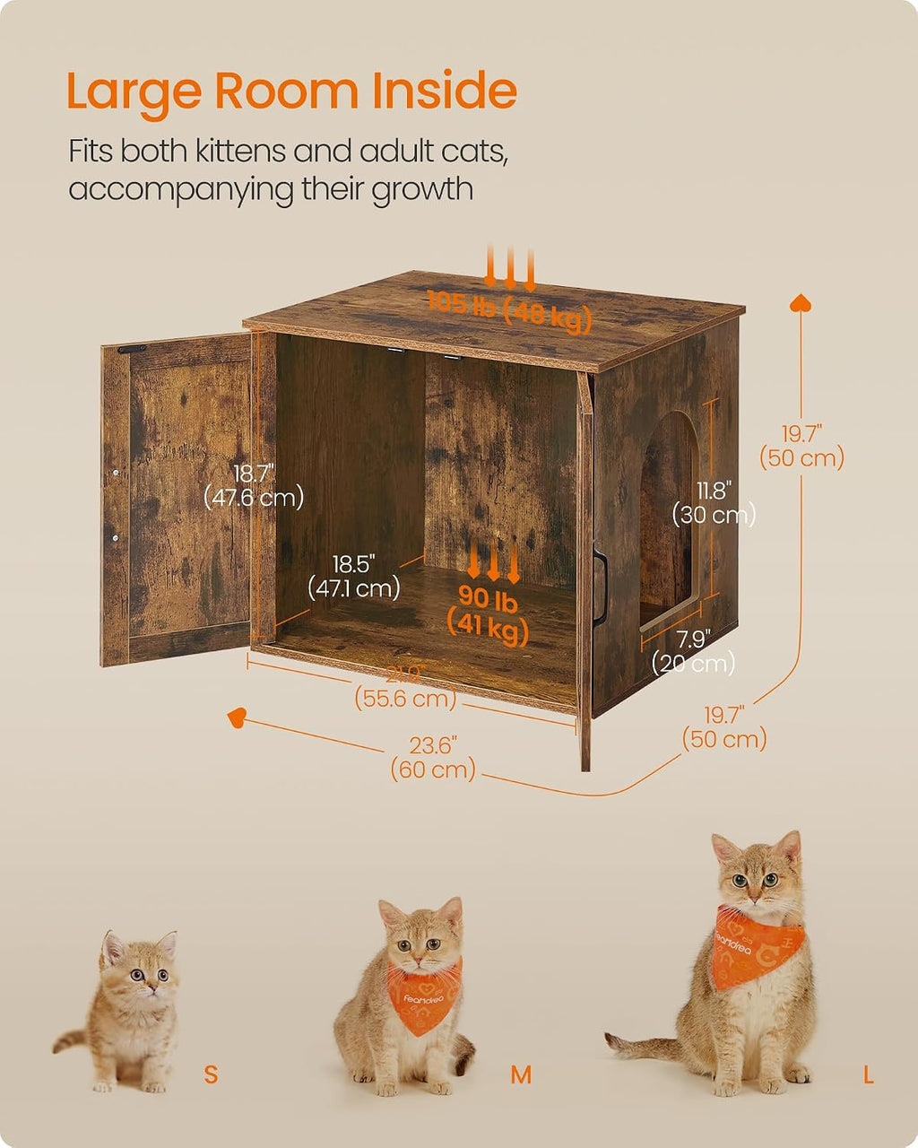 FEANDREA Cat Litter Box Enclosure, Indoor Pet House End Table