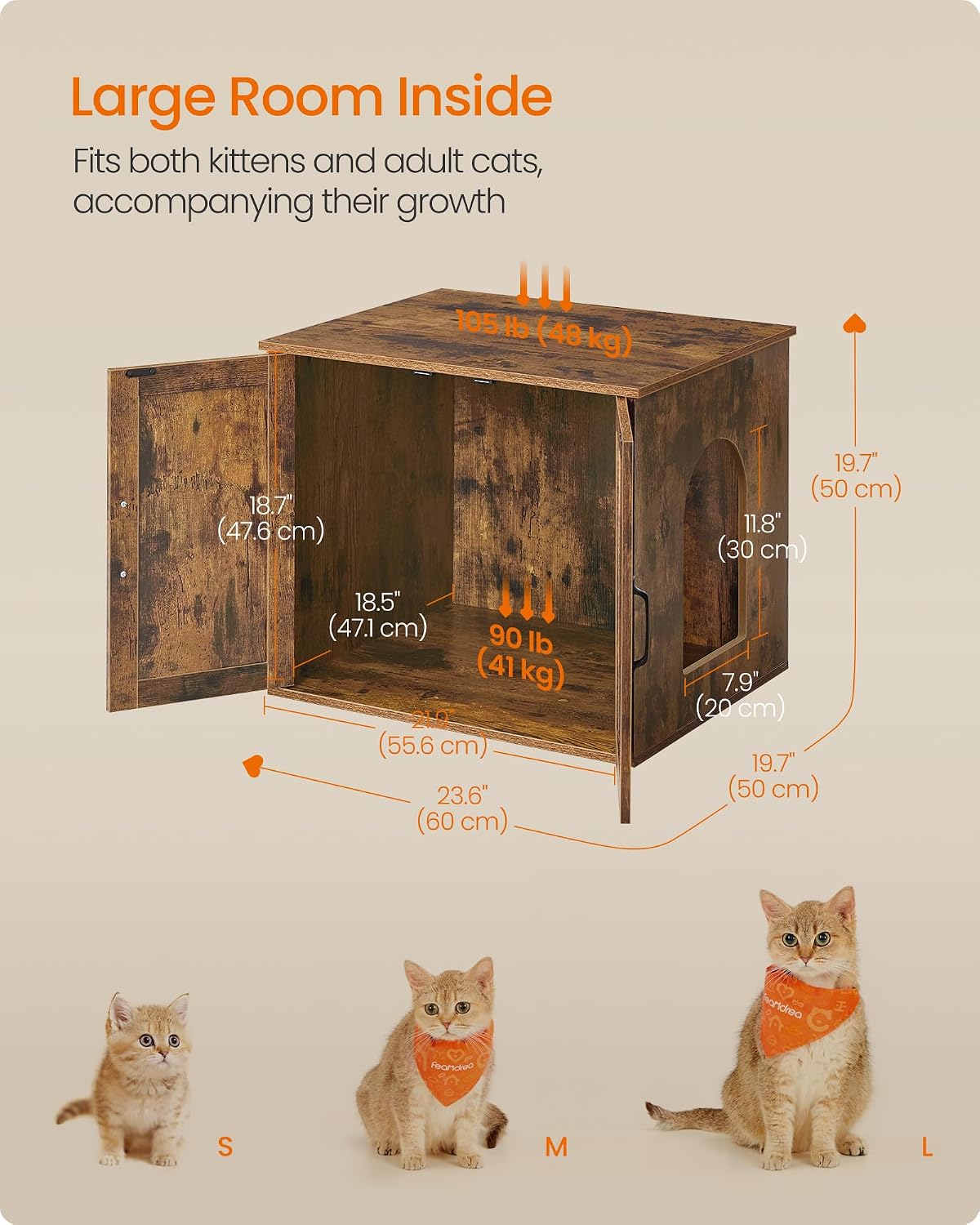 FEANDREA Cat Litter Box Enclosure, Indoor Pet House End Table