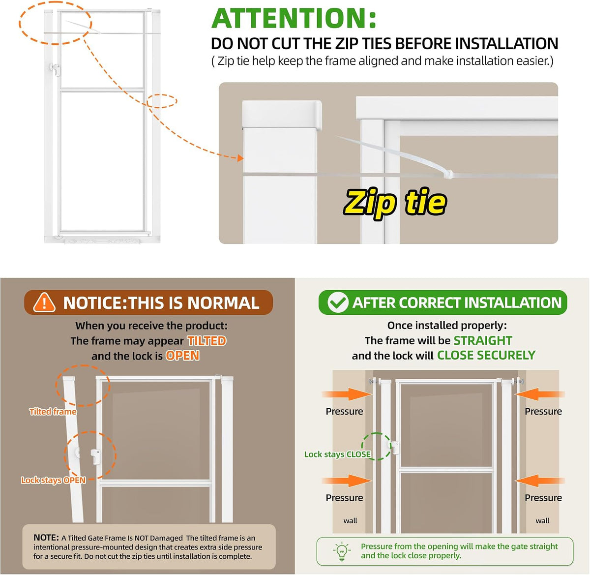 56” Extra Tall Cat Gate for Doorway, 29.5-33.46" Wide Clear Gate