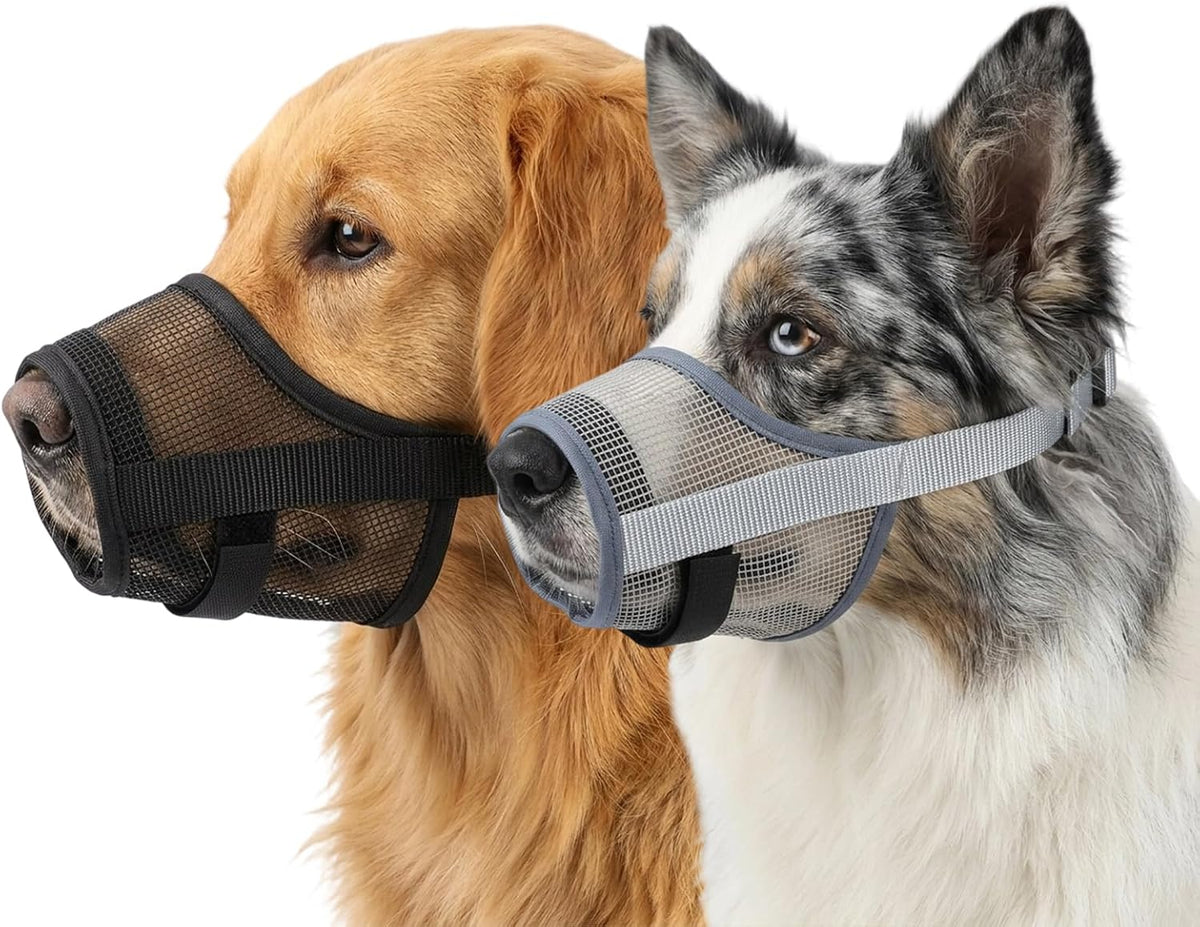 2PCS Adjustable Dog Muzzle Breathable Mesh Anti Bite, Comfortable Anti-Bite Dog Muzzle Designed for Safe Walking, Comfor