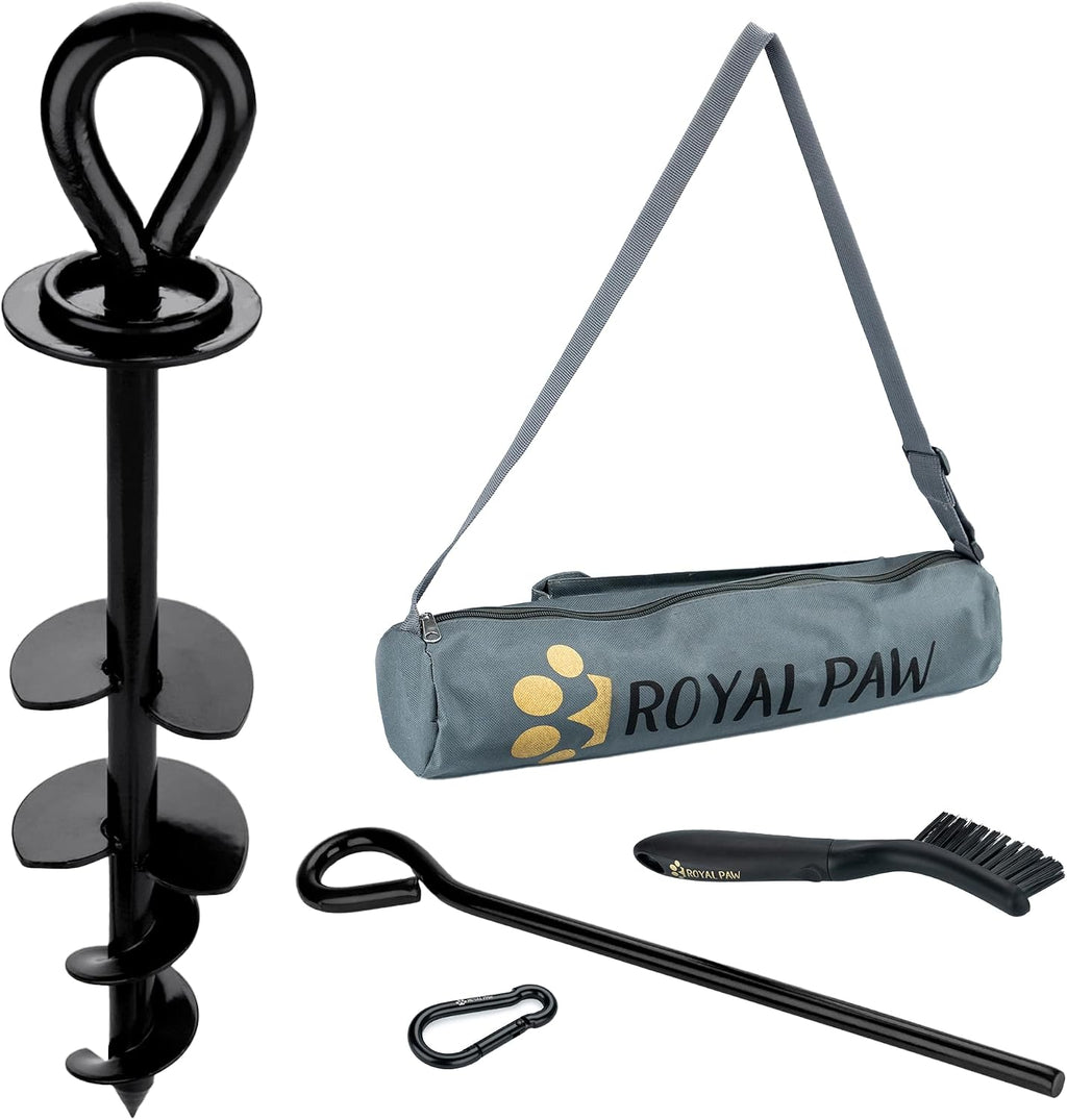 ROYAL-PAW Dog Tie Out Stake - for Large Dogs up to 210 lbs - Heavy Duty Dog Stake for Yard, Beach & Camping Outside - Be