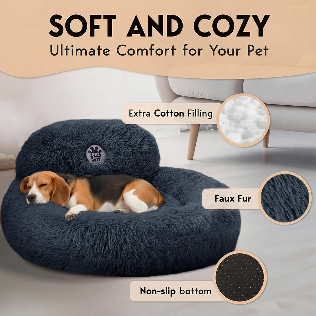 Calming Dog Bed Medium Size Dog - 30'' Donut Bed, Washable Dog Bed - Soft