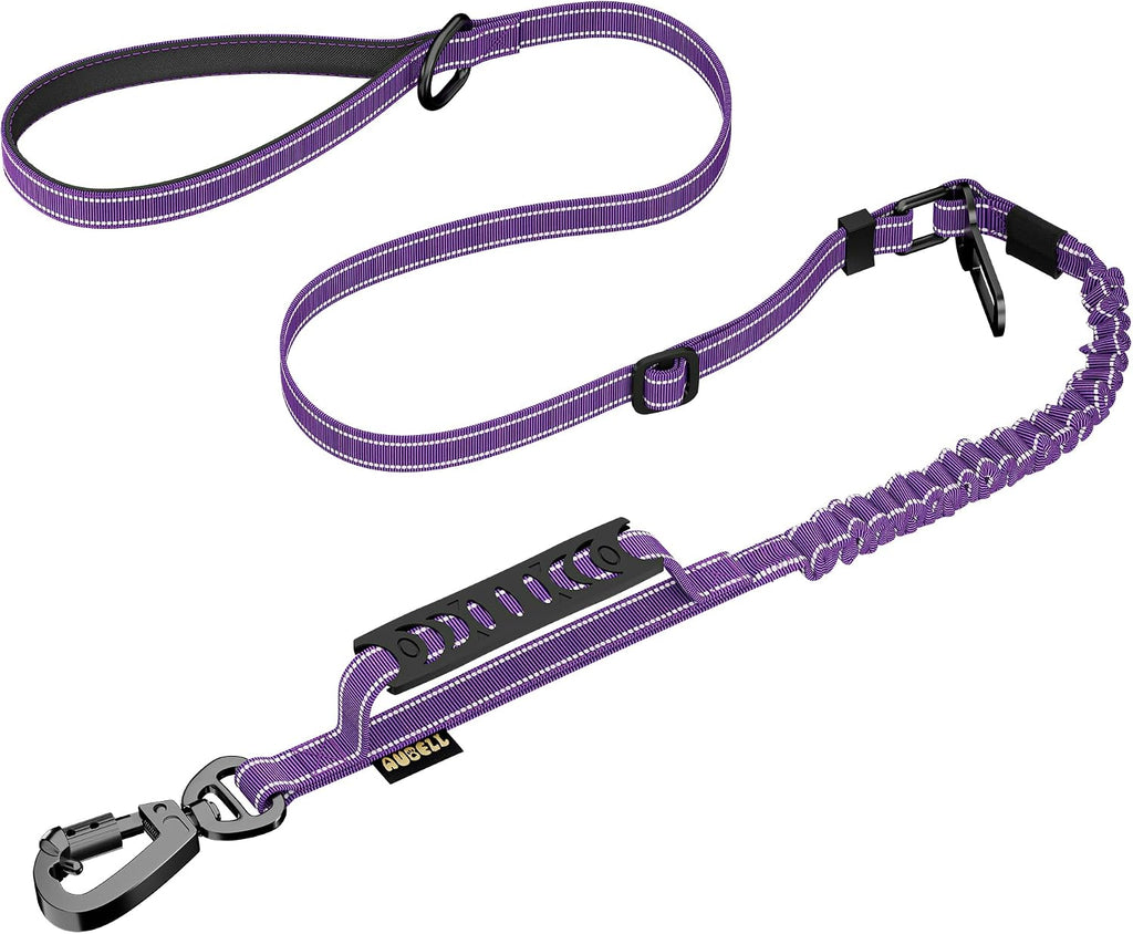 AUBELL Airtag Dog Collar and Bungee Leash Set for Medium Dogs(Purple,M)