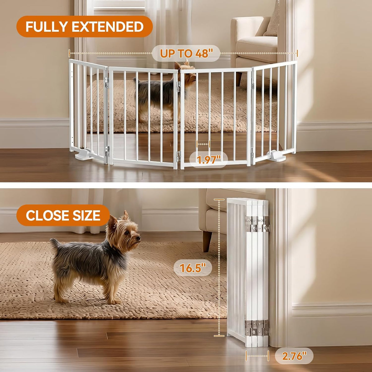 BFNN Small Dog Gate Indoor, Up to 48" W Freestanding Pet/Puppy Fence