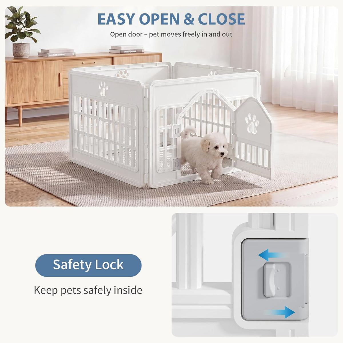 DUMOS Dog Playpen, Plastic Indoor Pet Fence for Small Dogs 4 Panels 24 Inch