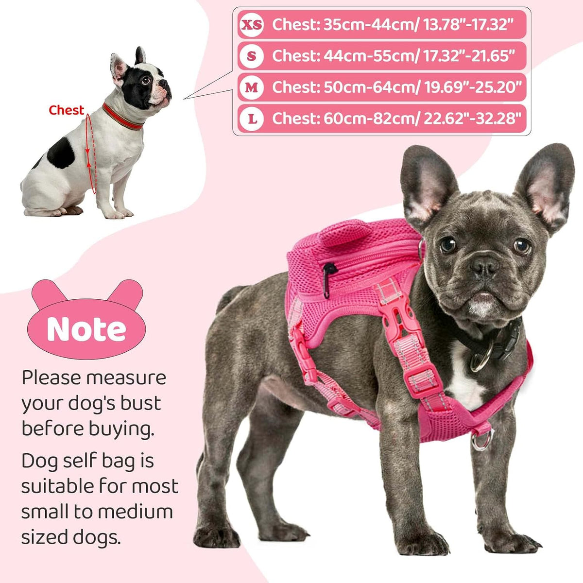 Dog Harness with Backpack, Adjustable Dog Backpack Harness for Small Medium Dogs, No-Pull Breathable Backpacks for Dogs 
