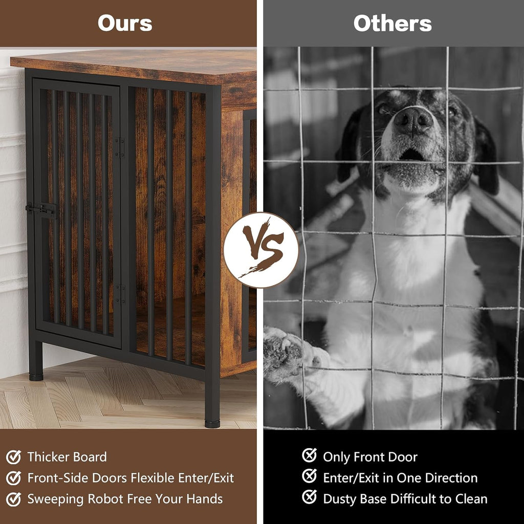 EasyCom 39.96" Dog Crate Furniture for 1 or 2 Dogs, Brown (DC102)
