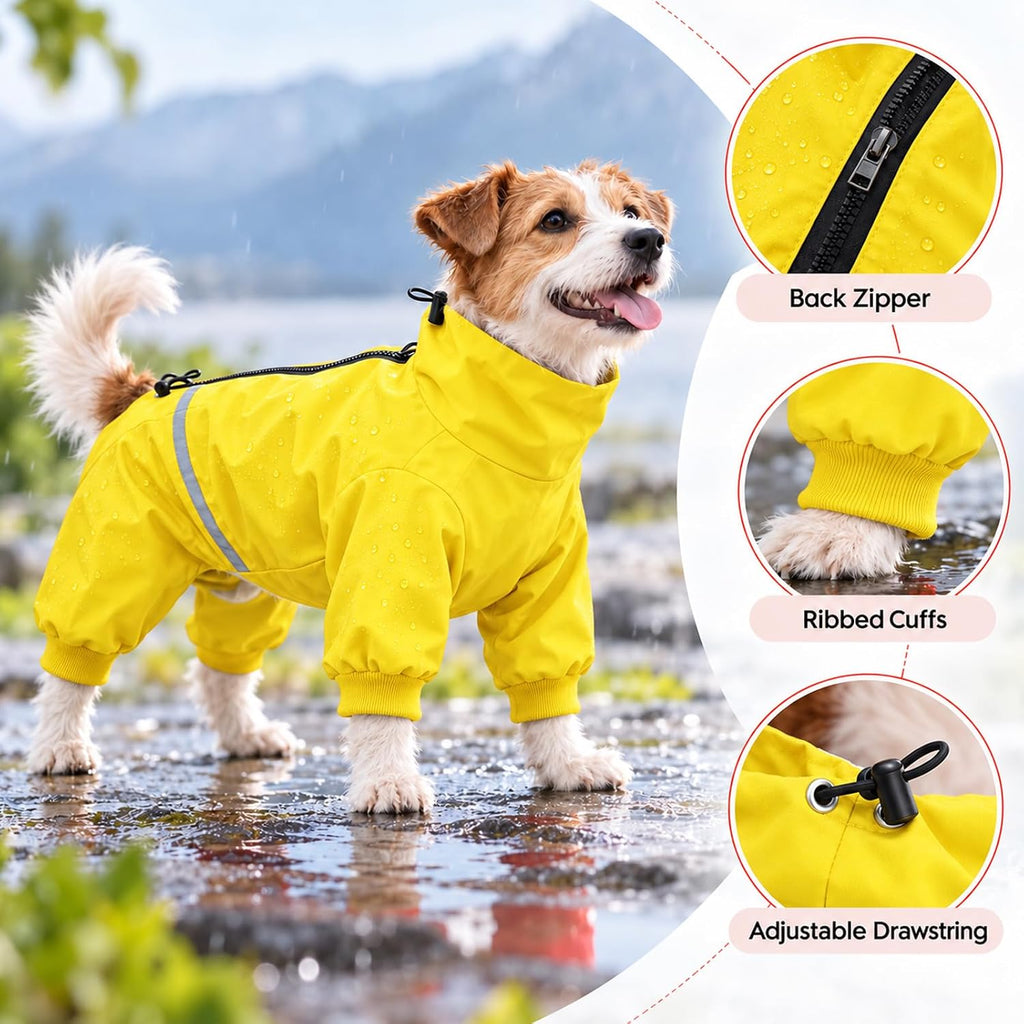 Morezi Waterproof Dog Raincoat with Legs, Full Body Coverage Dog Suit
